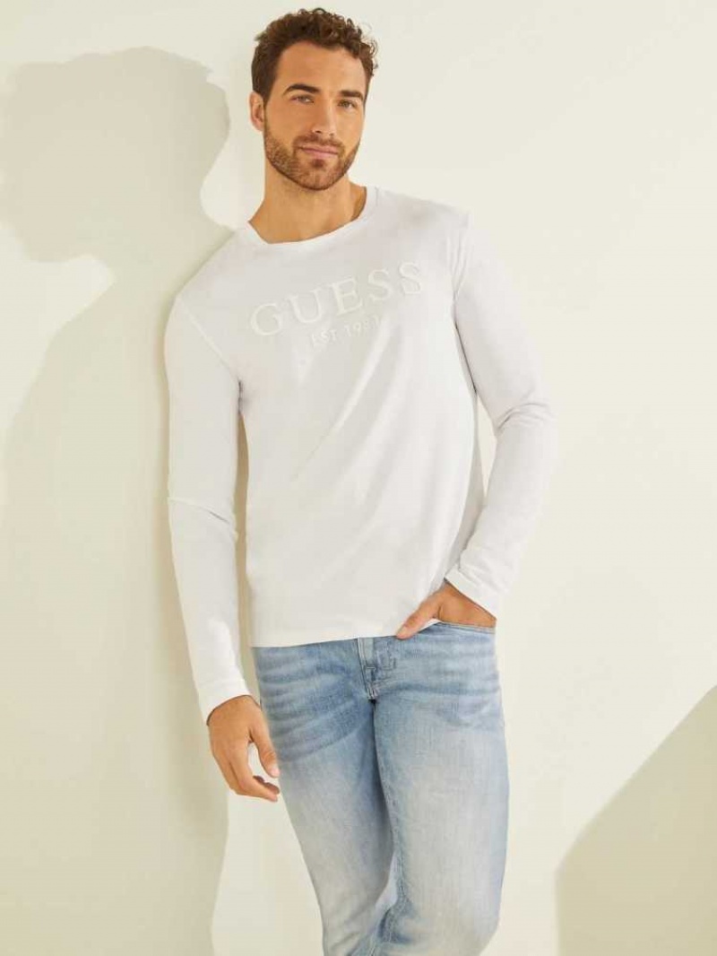 Chemises Guess Gammy Logo Homme Blanche | 59862-NQEG