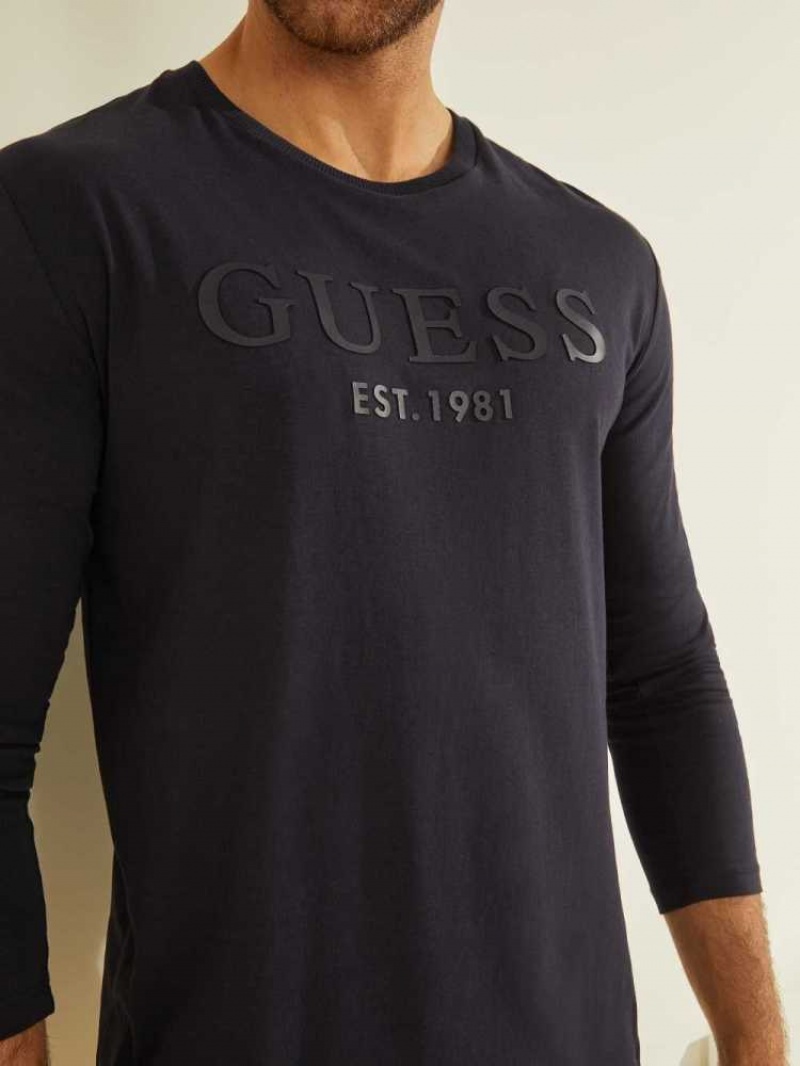 Chemises Guess Gammy Logo Homme Bleu Foncé | 84516-IPGZ