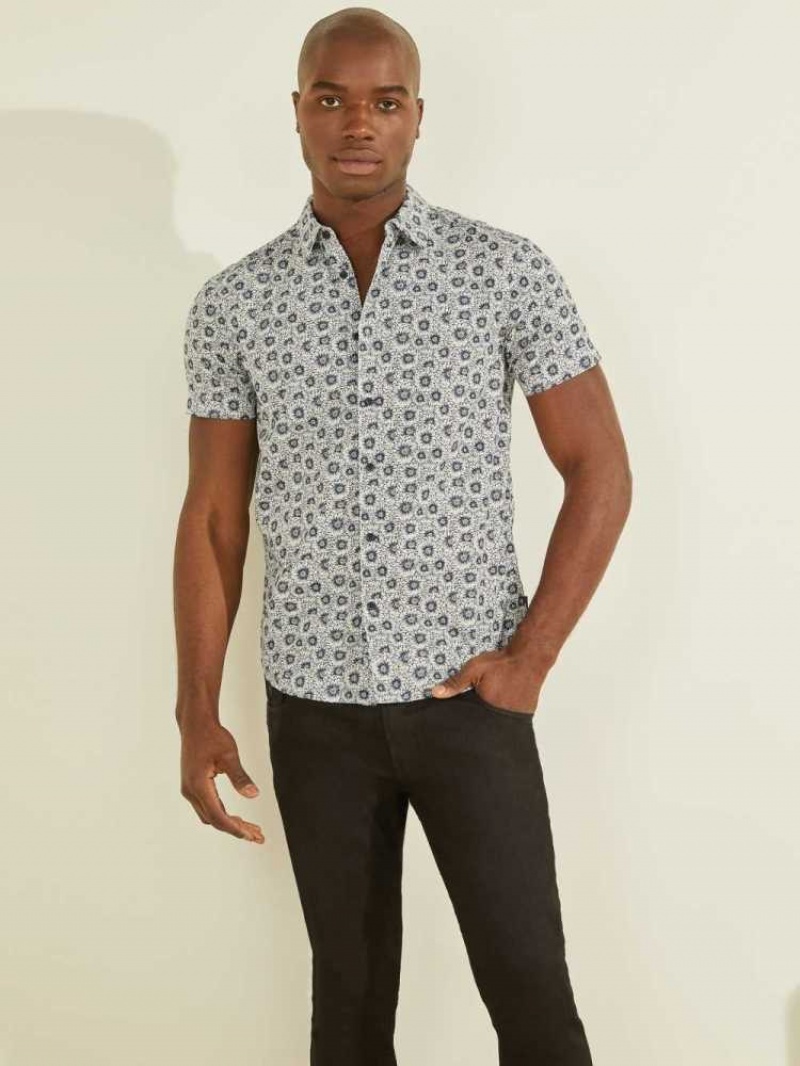 Chemises Guess Liberty Printed Homme Blanche Fleur | 45129-EWQZ