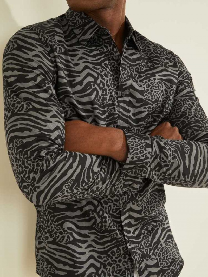 Chemises Guess Luxe Electric Tiger Homme Leopard | 17492-CRSH