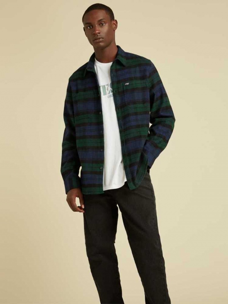 Chemises Guess Originale Plaid Homme Vert Multicolore | 60891-DPWC