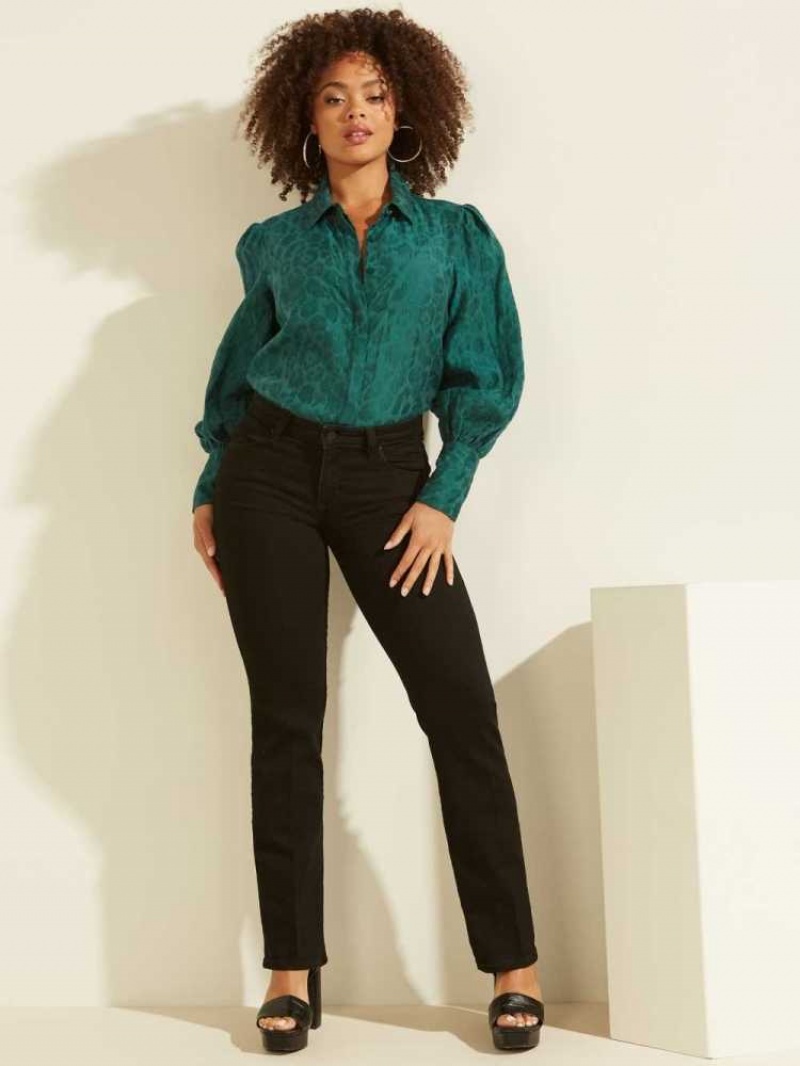 Chemises Guess Raven Button-Up Femme Vert | 38297-PVFW