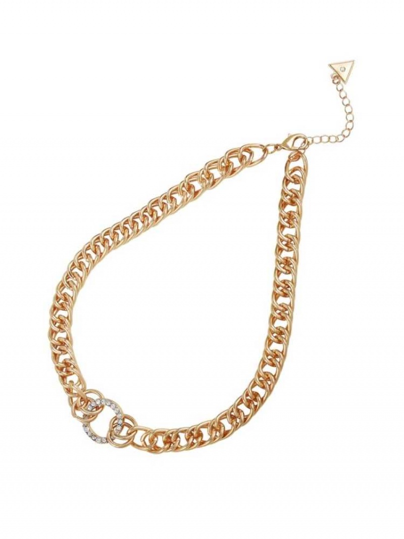 Collier Guess Gold-Tone Chain Femme Doré | 06431-MNQK