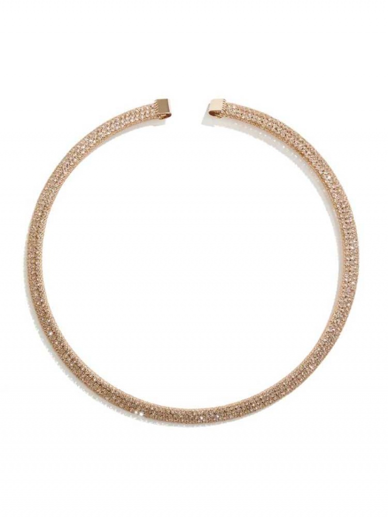 Collier Guess Gold-Tone Rhinestone Mesh Collar Femme Rose Doré | 53106-YIWL