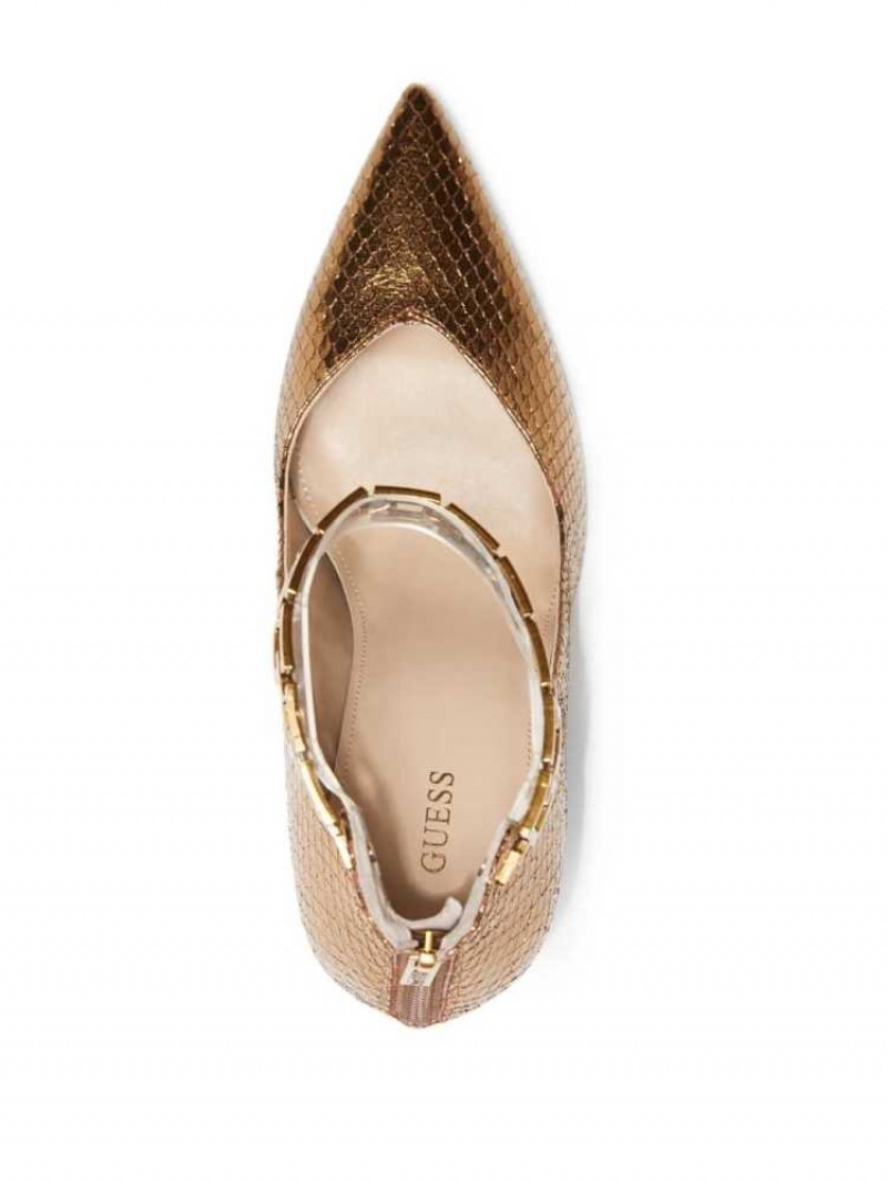 Escarpin Guess G-Chain Ankle Brides Pumps Femme Cuivre | 52340-PYUA