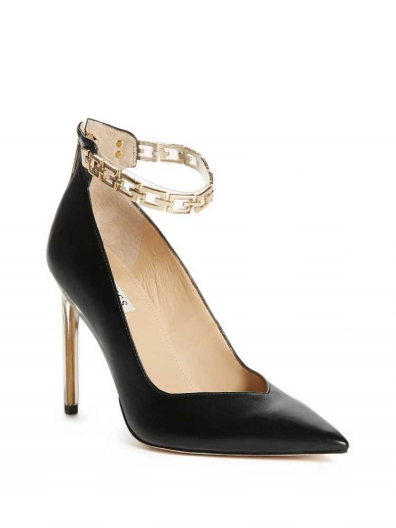 Escarpin Guess G-Chain Ankle Brides Pumps Femme Noir | 42761-JYAX