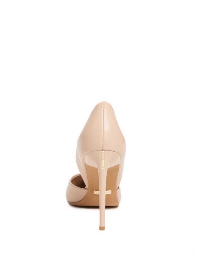 Escarpin Guess Heartbreaker Cuir d'Orsay Pump Femme Abricot | 76953-ZQVF