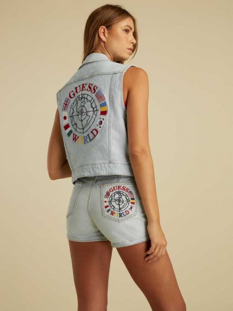 Gilet Guess Summer Games Denim Femme Lavage Clair | 59084-PXKB