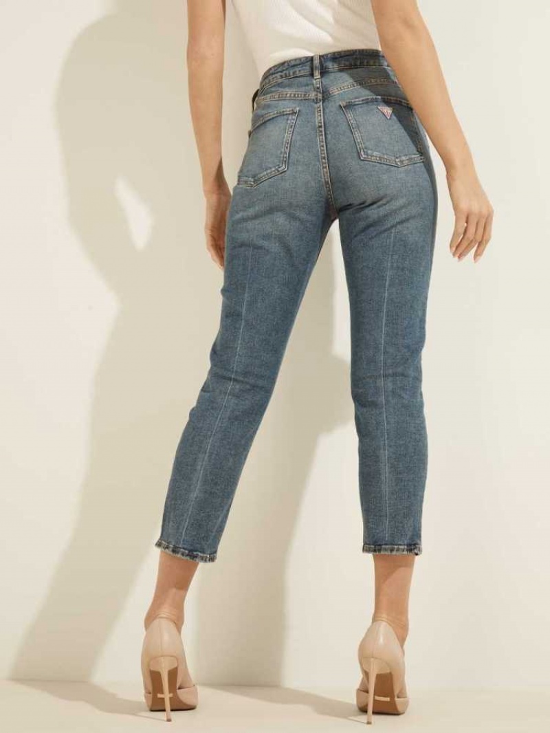 Jean Guess Cropped Slim Droit Femme Bleu Clair | 06837-BACT