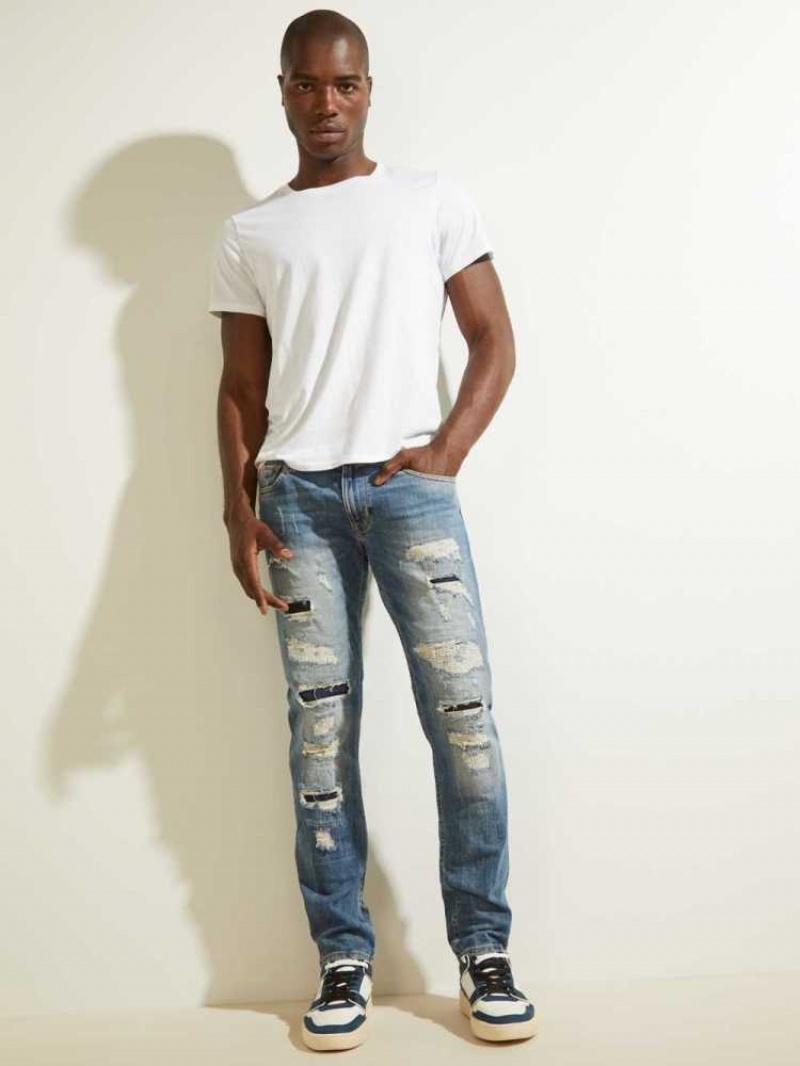 Jean Guess Destroyed Utility Patch Homme Lavage | 85460-LWEA