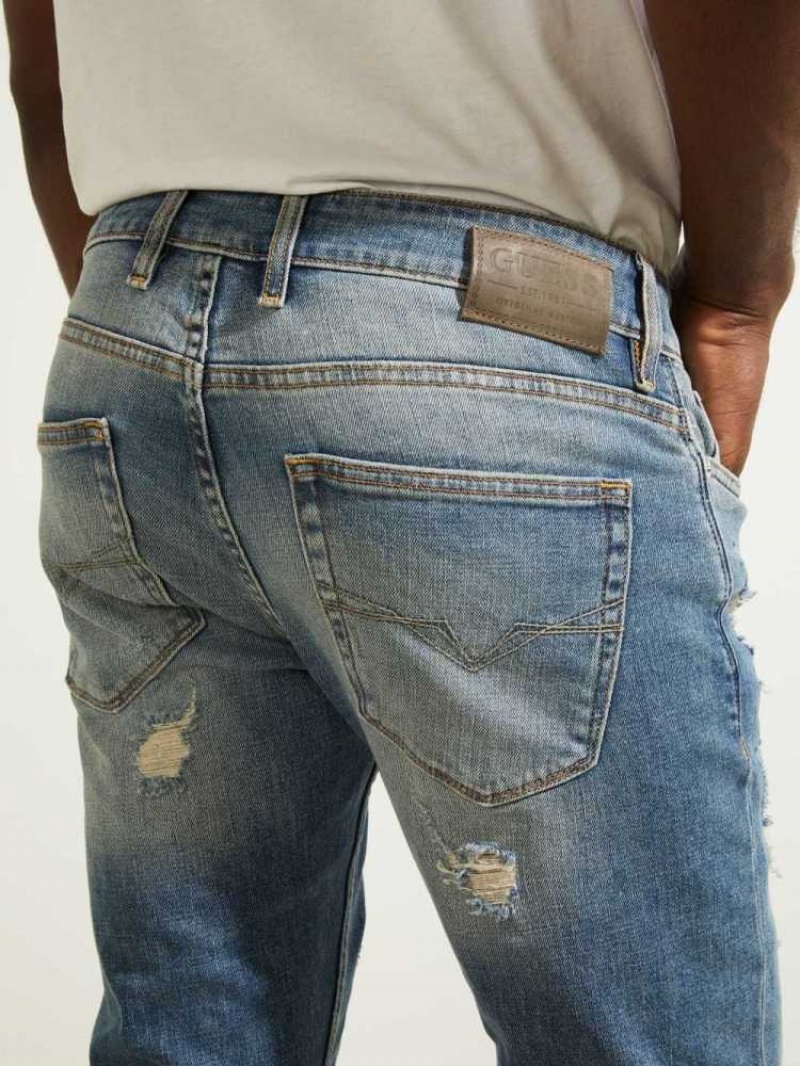 Jean Guess Destroyed Utility Patch Homme Lavage | 85460-LWEA