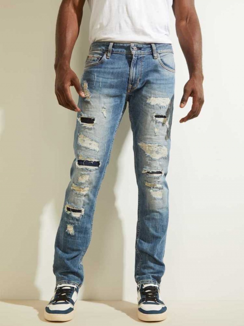 Jean Guess Destroyed Utility Patch Homme Lavage | 85460-LWEA