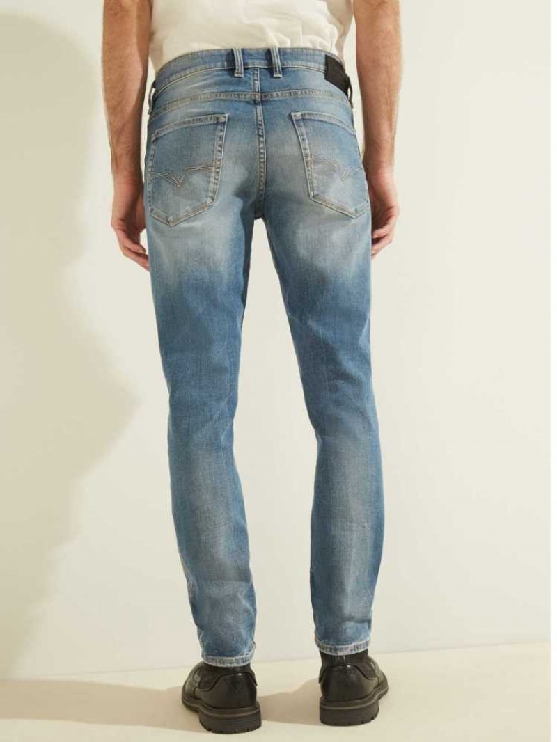 Jean Guess Distressed Slim Tapered Homme Lavage Clair | 17602-JHNX