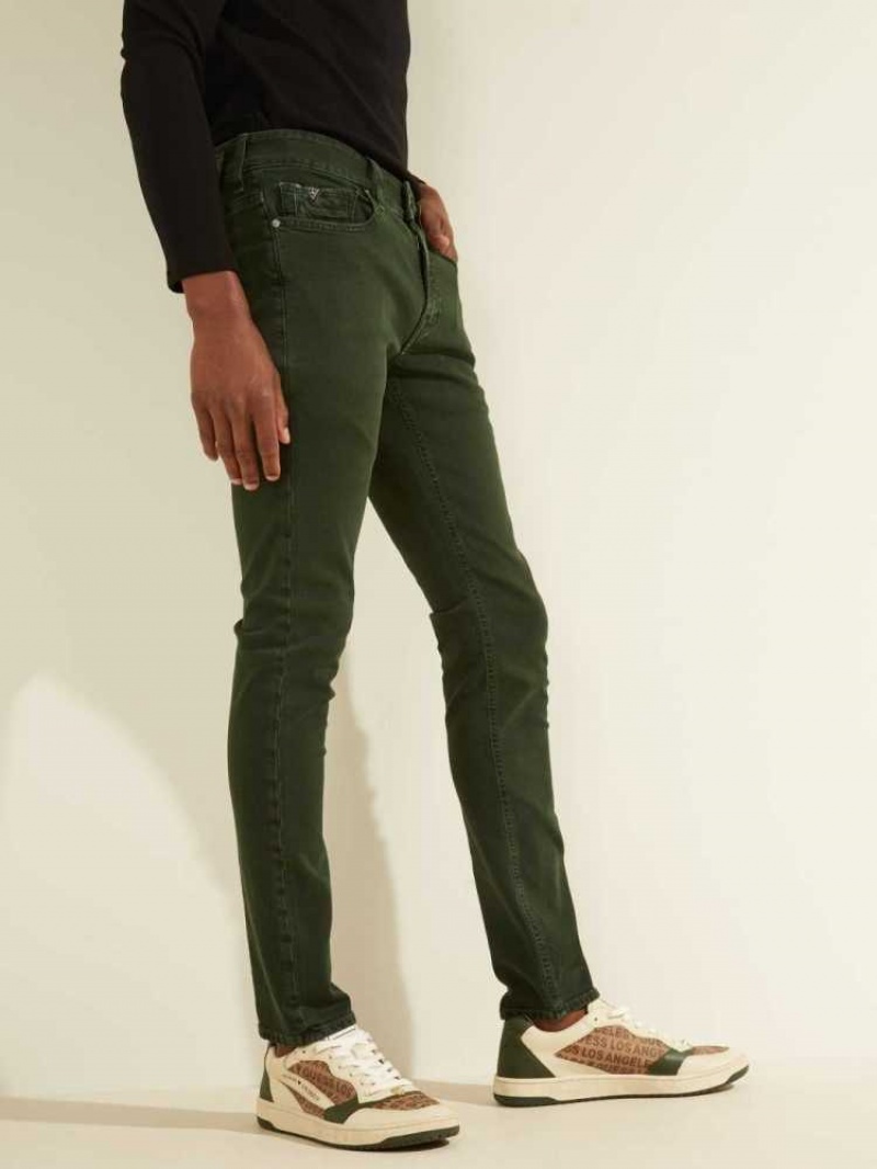 Jean Guess Dyed Mince Homme Vert | 95041-NQYG