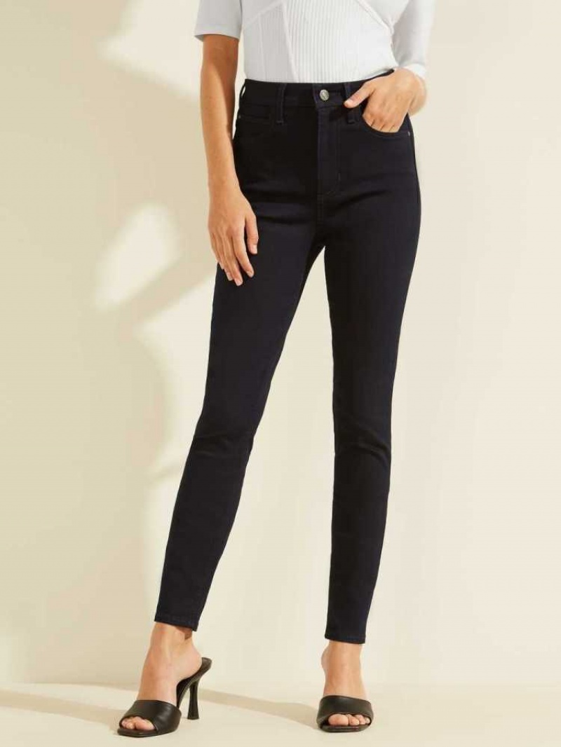 Jean Guess High-Rise Icon Mince Femme Lavage | 40516-TMEG