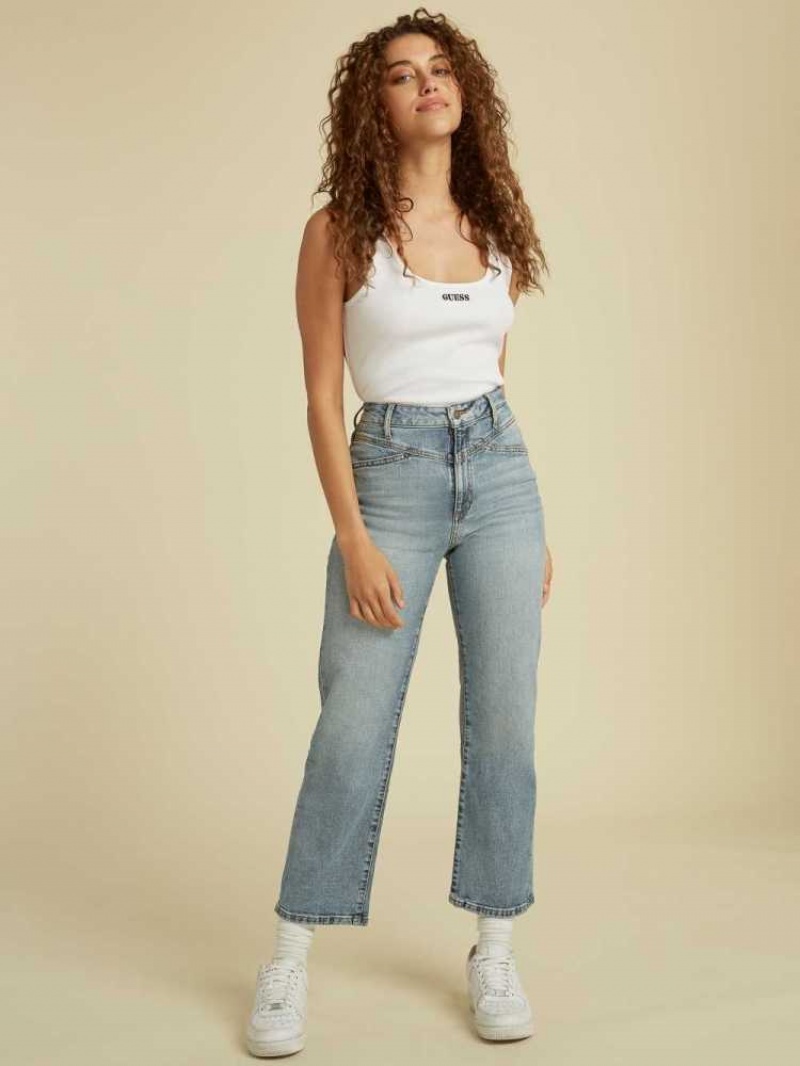 Jean Guess Originale Cropped Mom Femme Lavage Clair | 85736-ZVXW