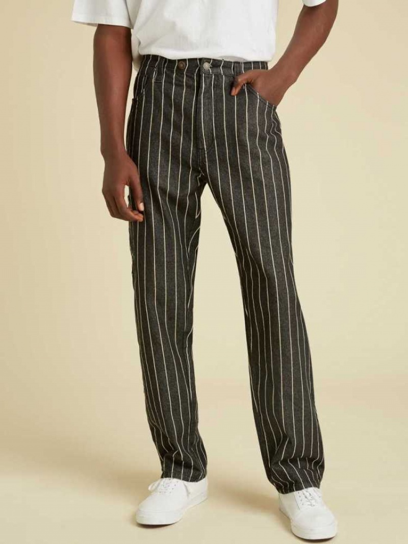 Jean Guess Originale Pinstripe Carpenter Homme Noir Lavage | 76128-VBTM