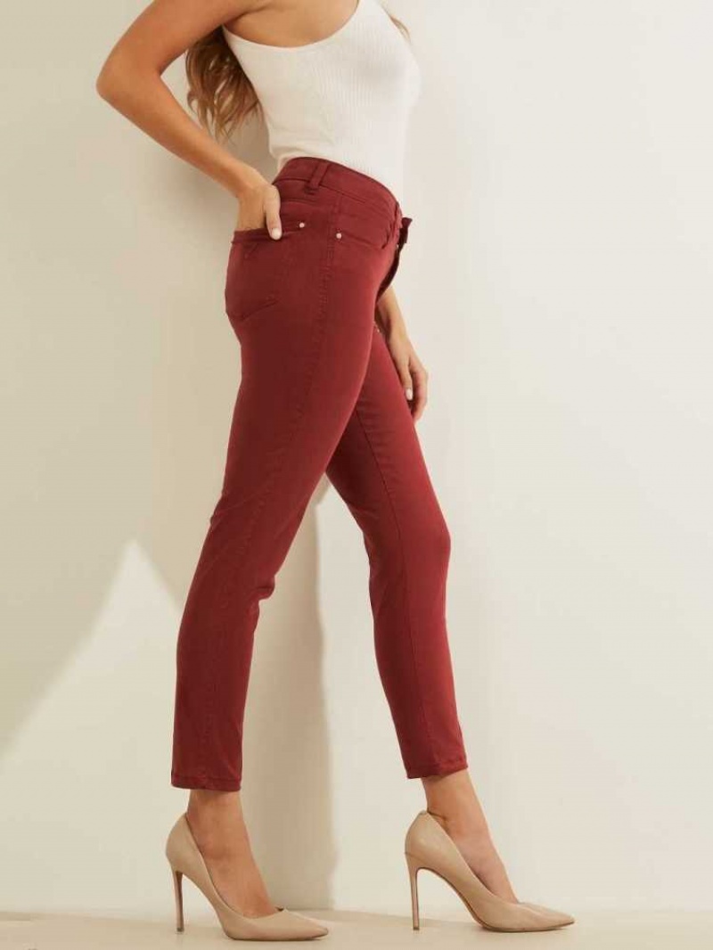 Jean Guess Pastel Sexy Curve Mince Femme Bordeaux | 12054-QFPR