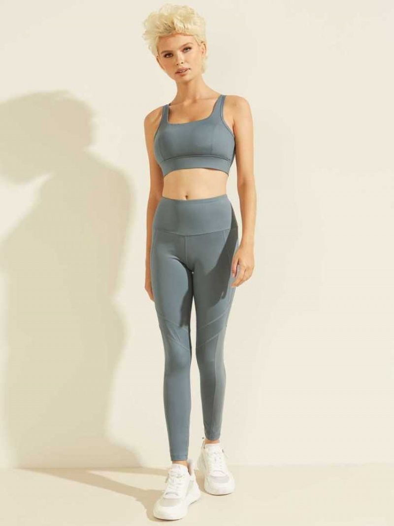 Leggings Guess Alexa Active Femme Grise Bleu | 71352-YBMD