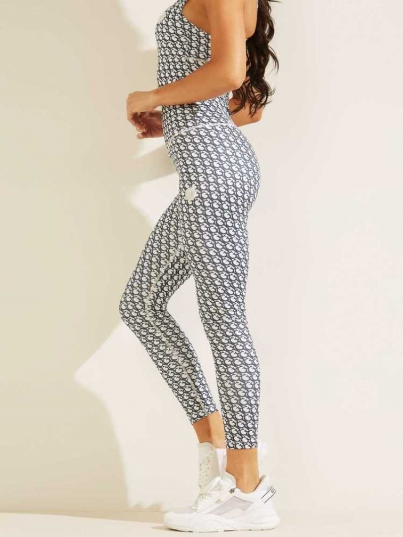 Leggings Guess Caitlin Logo Print Femme Bleu Marine | 61908-TJFS