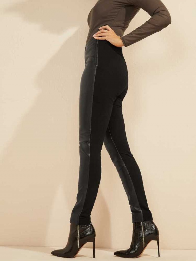 Leggings Guess Coy High-Rise Cuir Femme Noir | 53461-CYFX