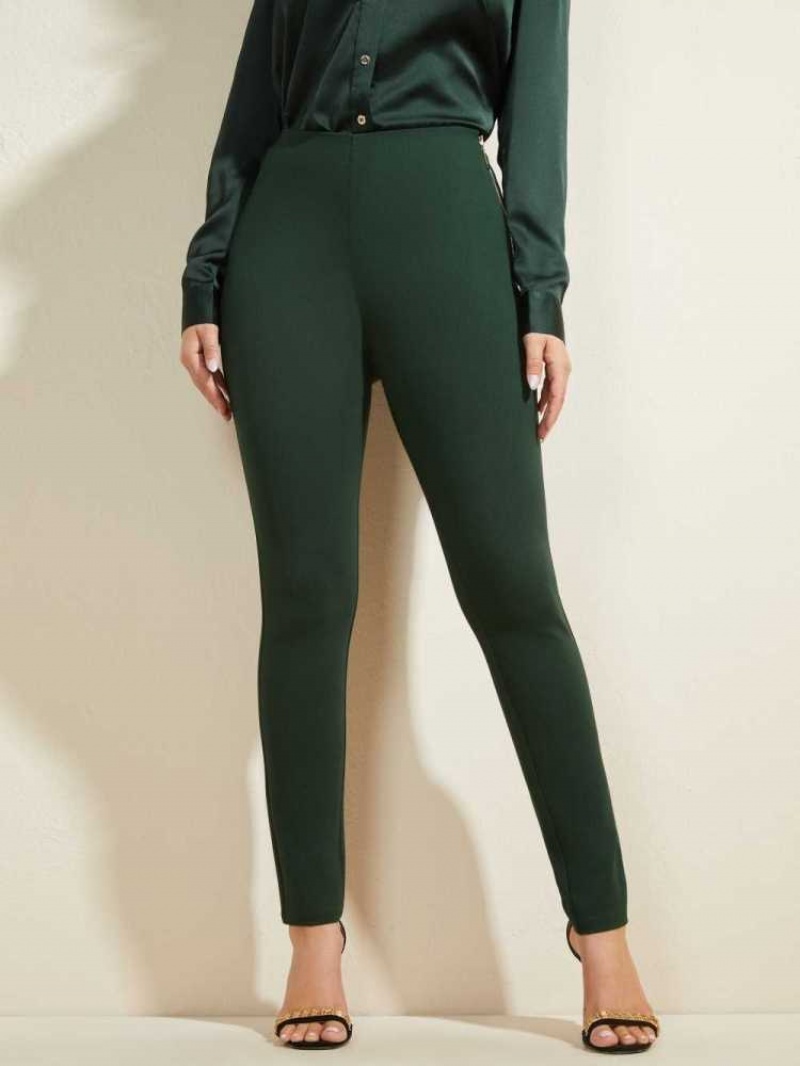 Leggings Guess Jane Ponte Femme Vert | 35618-MXLT