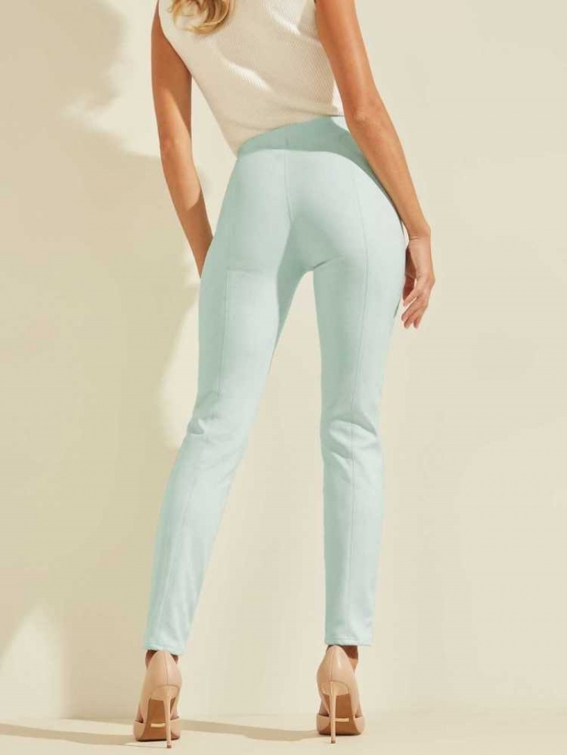 Leggings Guess Maya Faux-Daim Femme Bleu Clair | 95701-HRWB