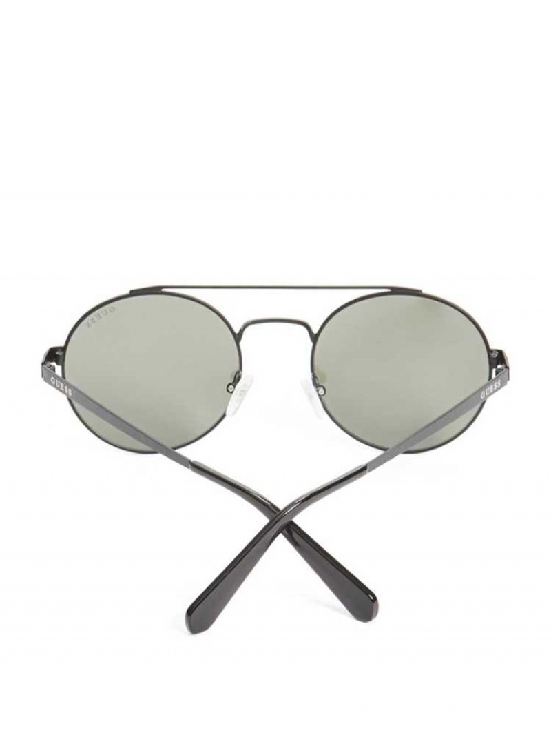 Lunette de Soleil Guess Jack Round Aviator Homme Noir | 76125-QOMA