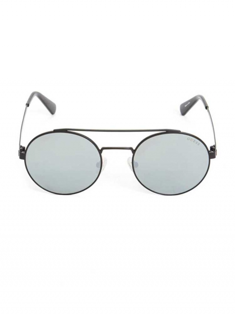 Lunette de Soleil Guess Jack Round Aviator Homme Noir | 76125-QOMA