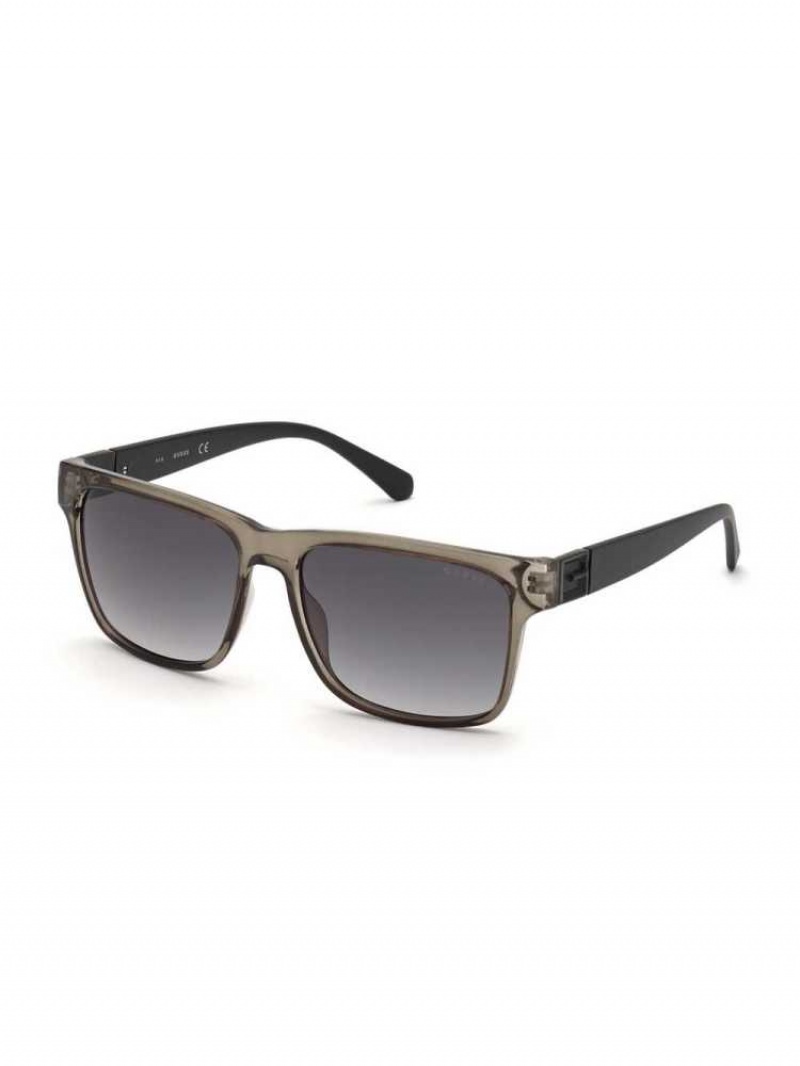 Lunette de Soleil Guess Jake Square Homme Grise | 57831-NVMZ