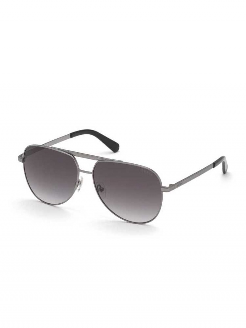 Lunette de Soleil Guess Manny Aviator Homme Argent | 92516-AVUG