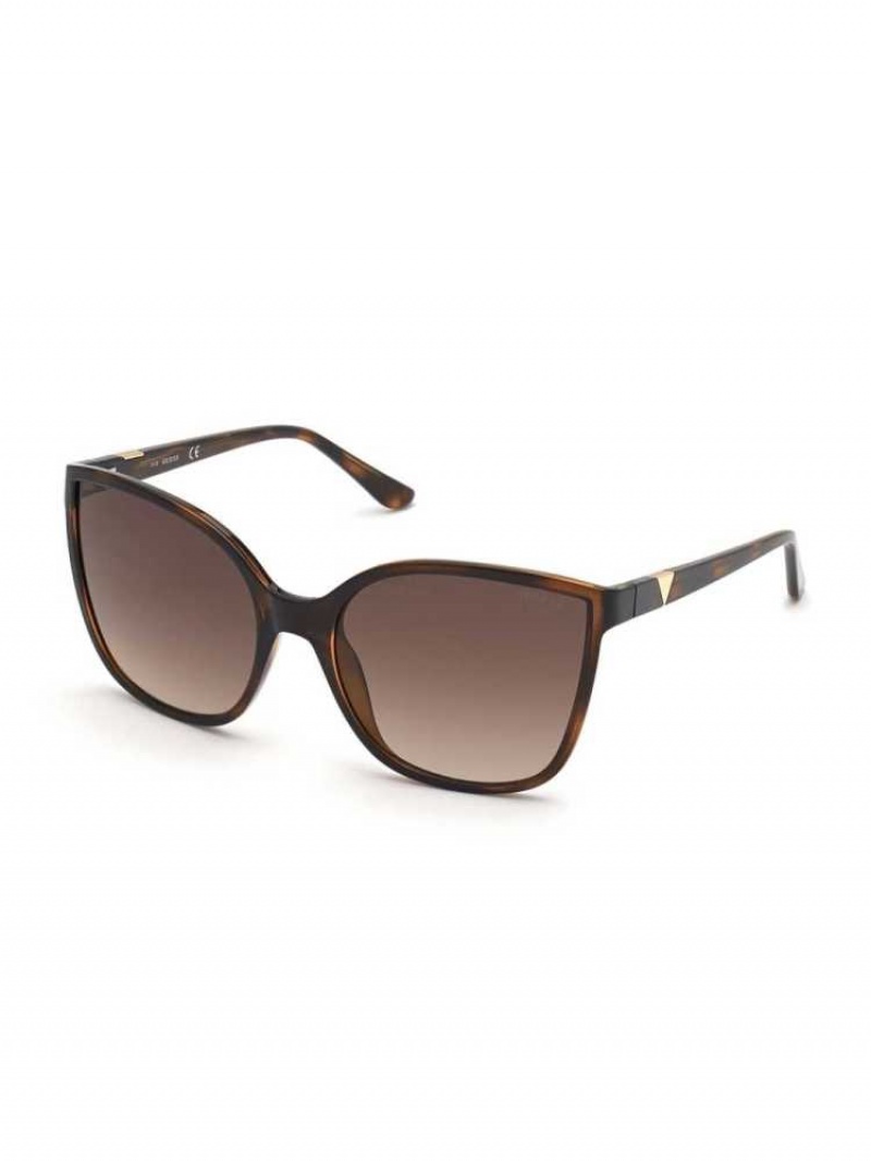 Lunette de Soleil Guess Oversized Cat-Eye Femme Marron | 16875-VGMD