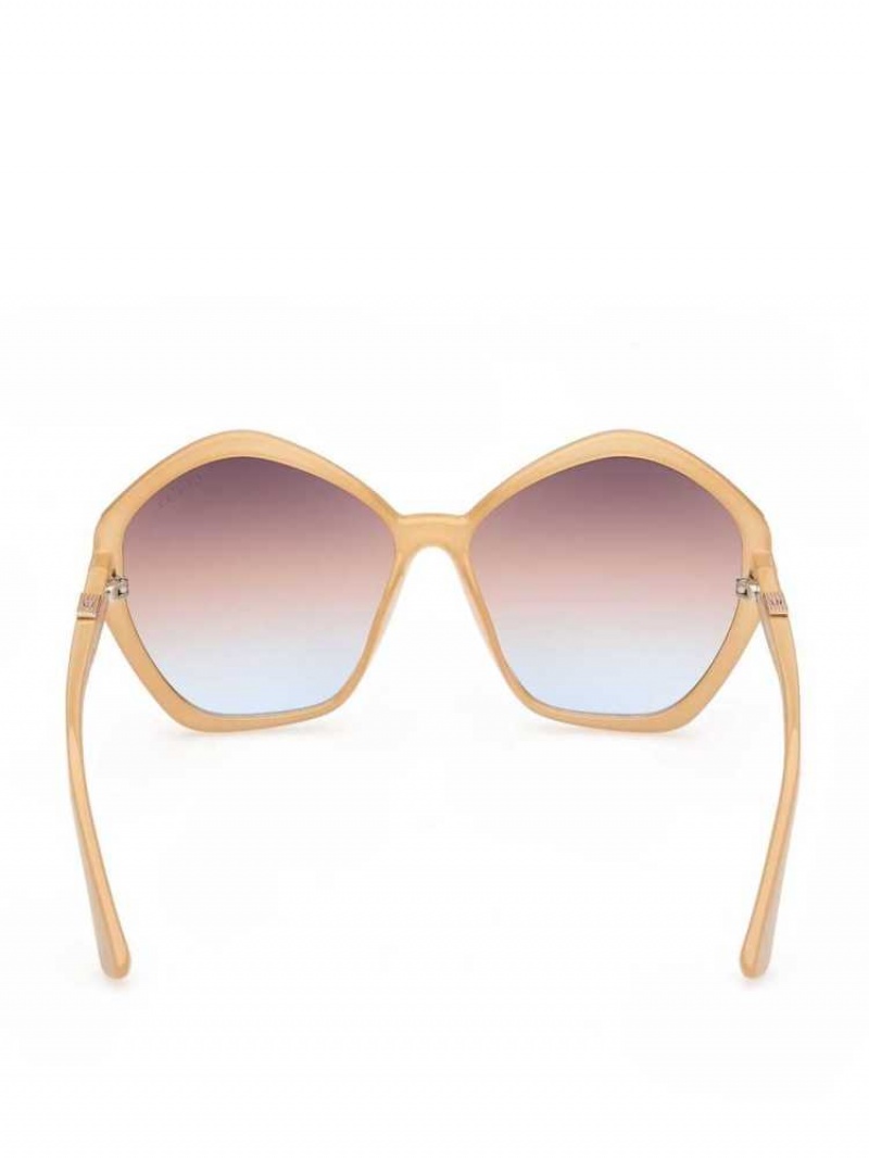 Lunette de Soleil Guess Oversized Geometric Logo Femme Rose Clair | 37645-KYJN