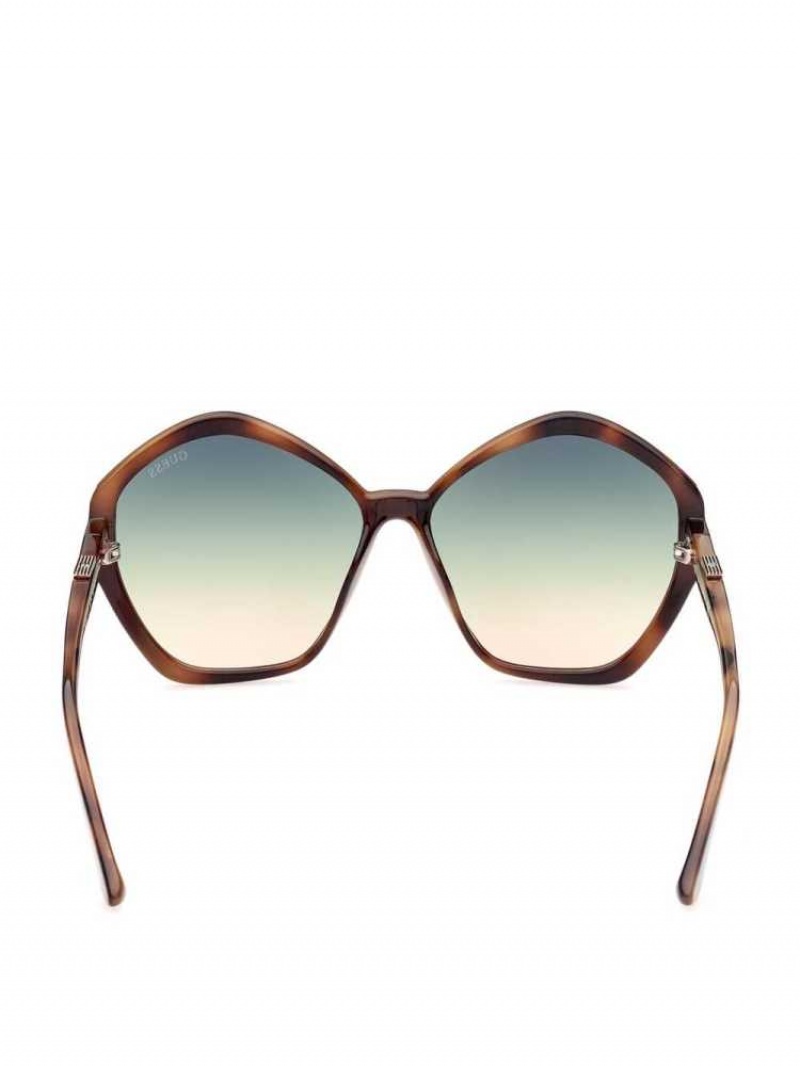 Lunette de Soleil Guess Oversized Geometric Logo Femme Marron | 52917-CAFE