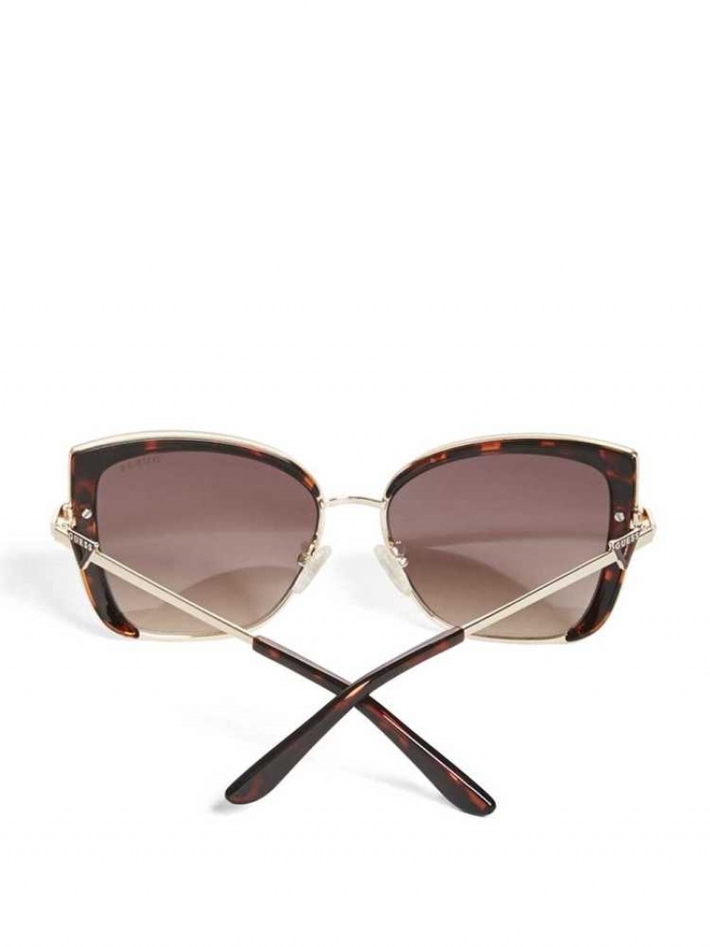 Lunette de Soleil Guess Tinted Cat-Eye Femme Marron | 81342-KYXI