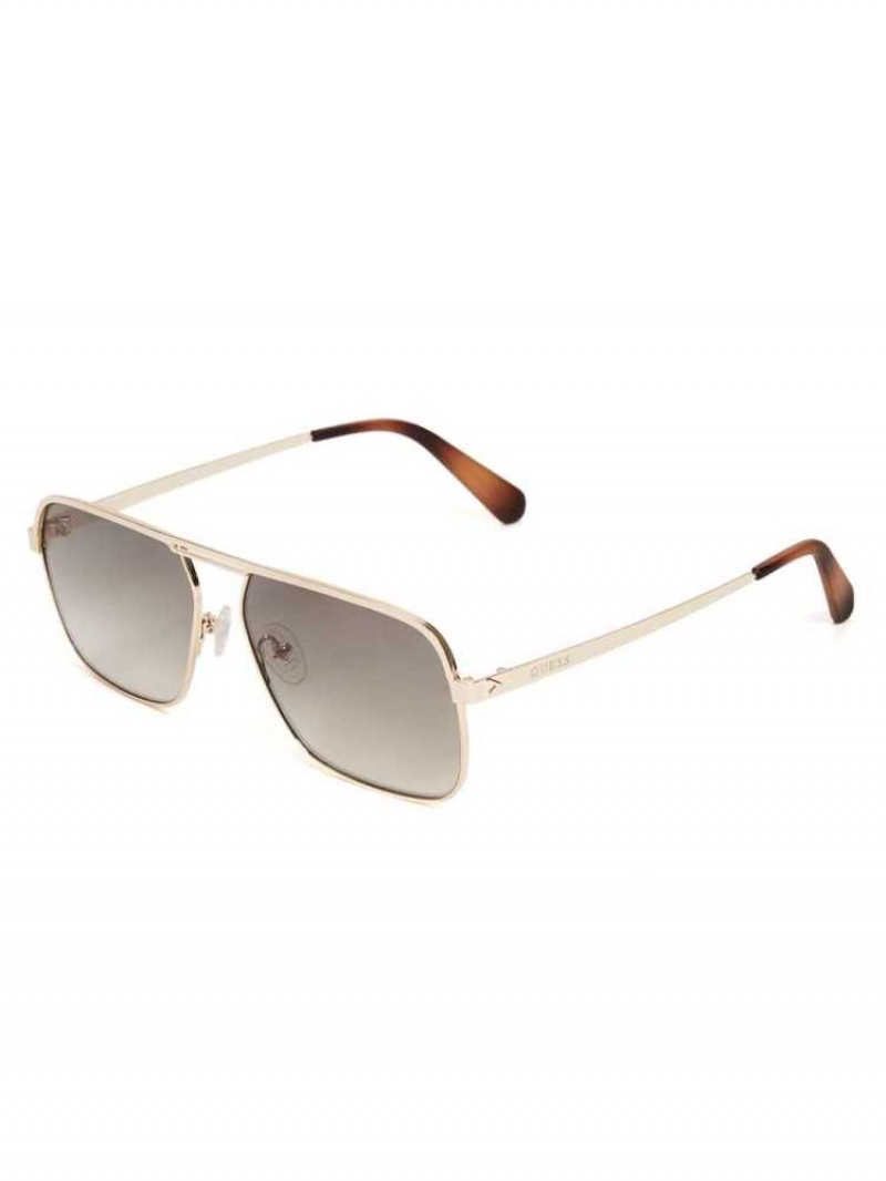 Lunette de Soleil Guess Top Bar Aviator Homme Doré | 57930-RQYB