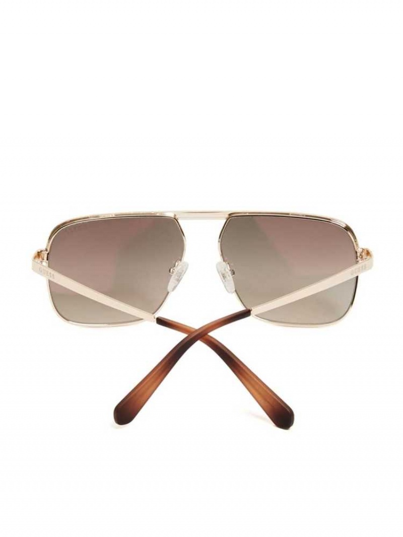 Lunette de Soleil Guess Top Bar Aviator Homme Doré | 57930-RQYB