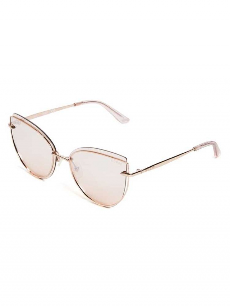 Lunette de Soleil Guess Wired Cat Eye Femme Rose Doré | 26058-SWIU