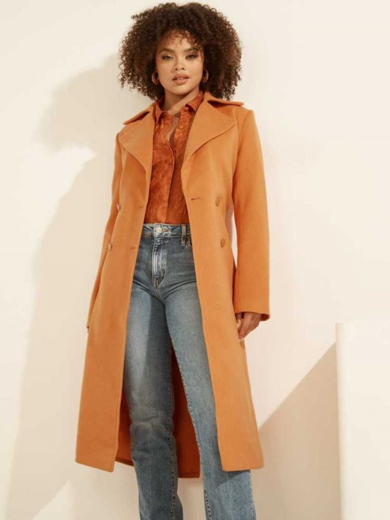 Manteaux Guess Dounia Trench Femme Orange | 26731-ZSUY