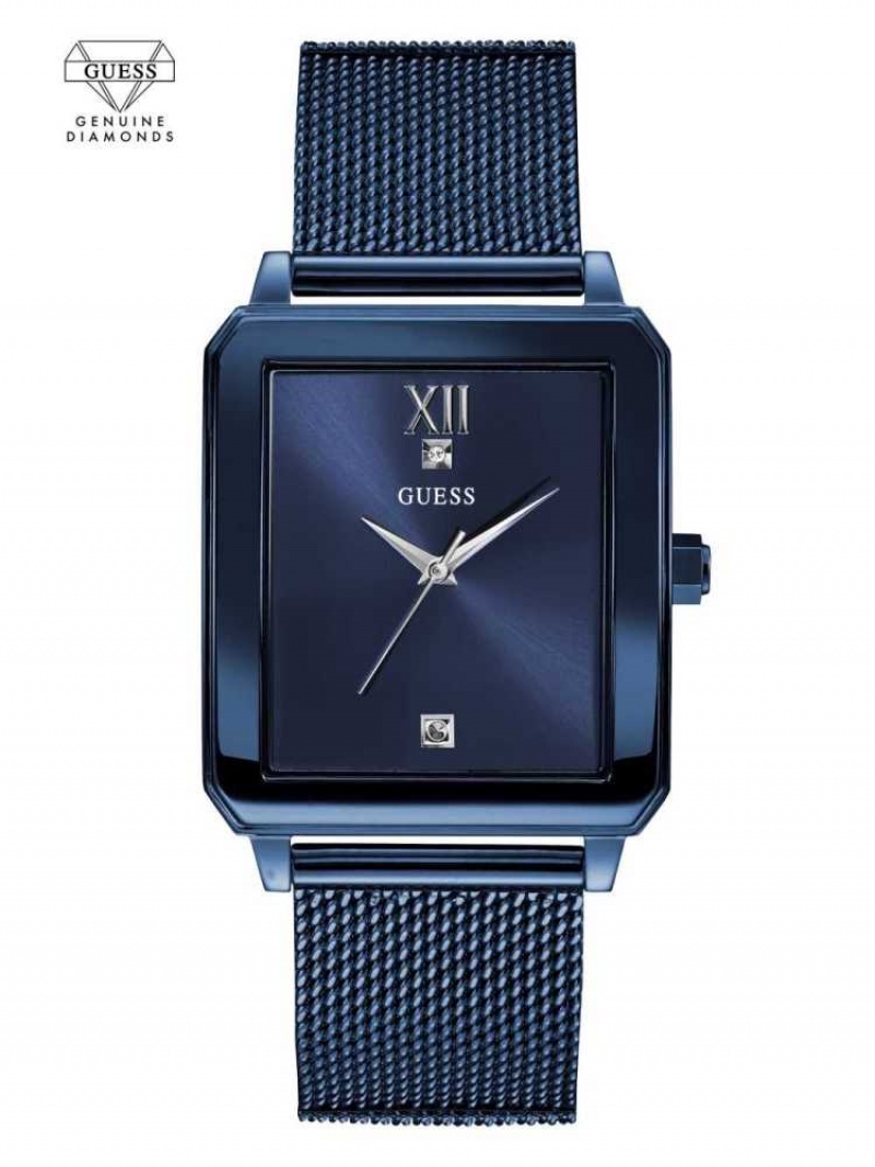 Montre Guess Blue Diamond Rectangular Femme Bleu | 15798-AUGT