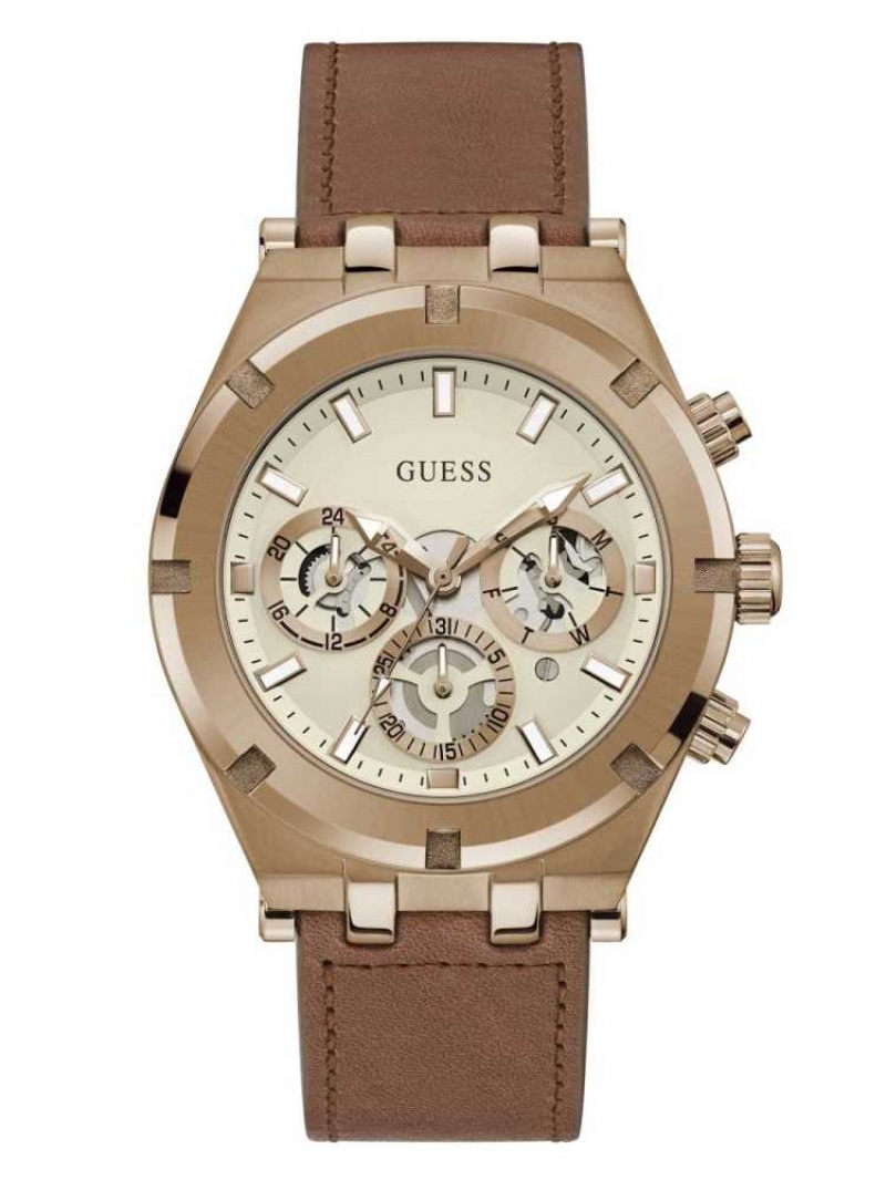 Montre Guess Coffee-Tone and Cuir Multifonction Homme Multicolore | 84203-ORGM