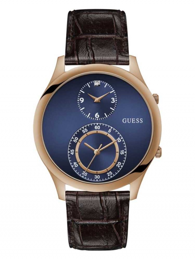 Montre Guess Dos Rose Gold-Tone and Blue Dual Function Homme Multicolore | 21945-ERHX