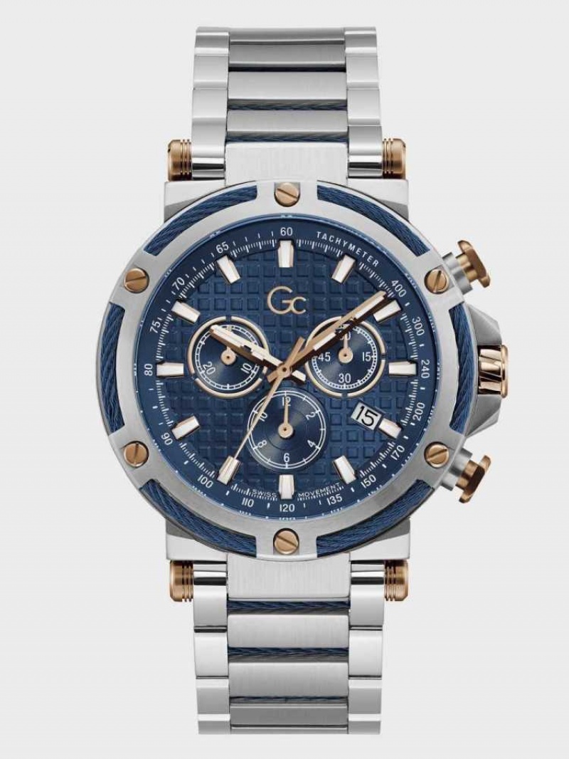 Montre Guess Gc Silver-Tone and Blue Chronographe Homme Multicolore | 43905-NIFG