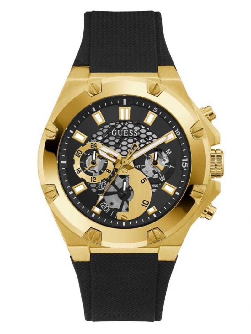 Montre Guess Gold-Tone And Black Multifonction Homme Multicolore | 93845-ACBD