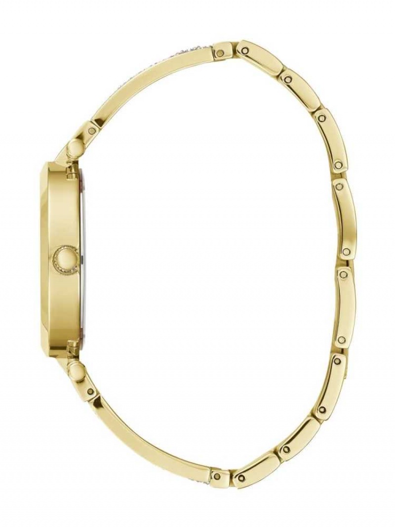 Montre Guess Gold-Tone Crystal Bangle Analog Femme Doré | 18923-QOJN