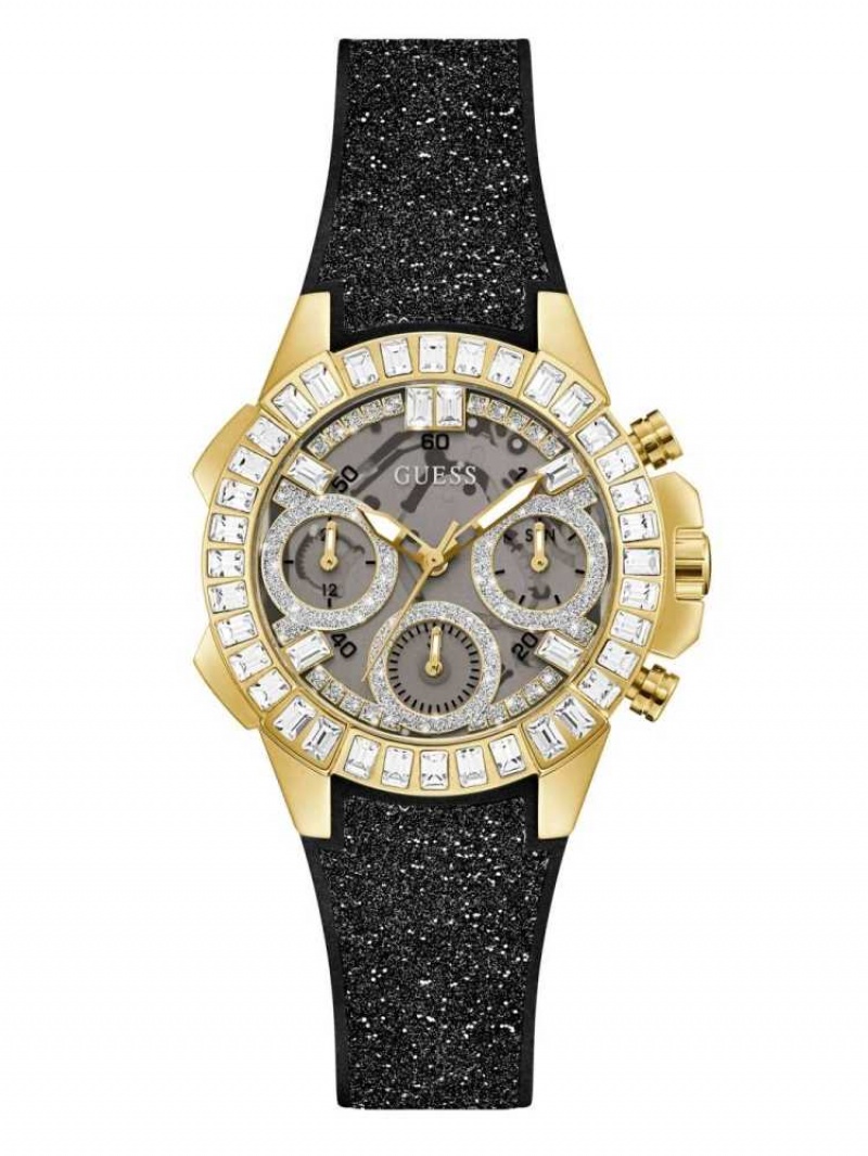 Montre Guess Gold-Tone and Black Shimmer Analog Femme Multicolore | 96152-CAMK