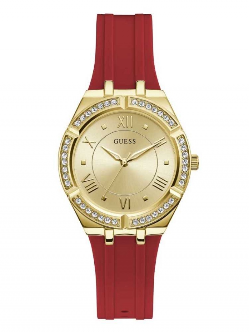 Montre Guess Gold-Tone and Red Analog Femme Multicolore | 84910-GPYN