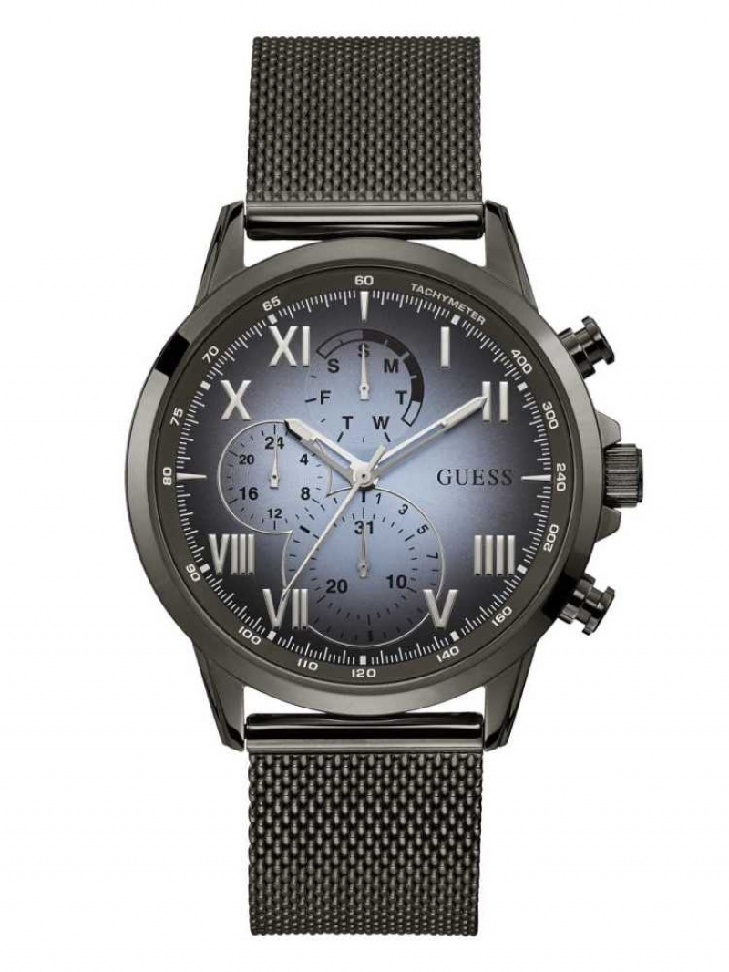 Montre Guess Gunmetal And Blue Mesh Multifunctional Homme Obsidienne | 72831-BUWP