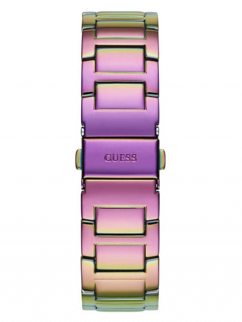 Montre Guess Iridescent Crystal Multifonction Femme Violette | 63470-BSLD