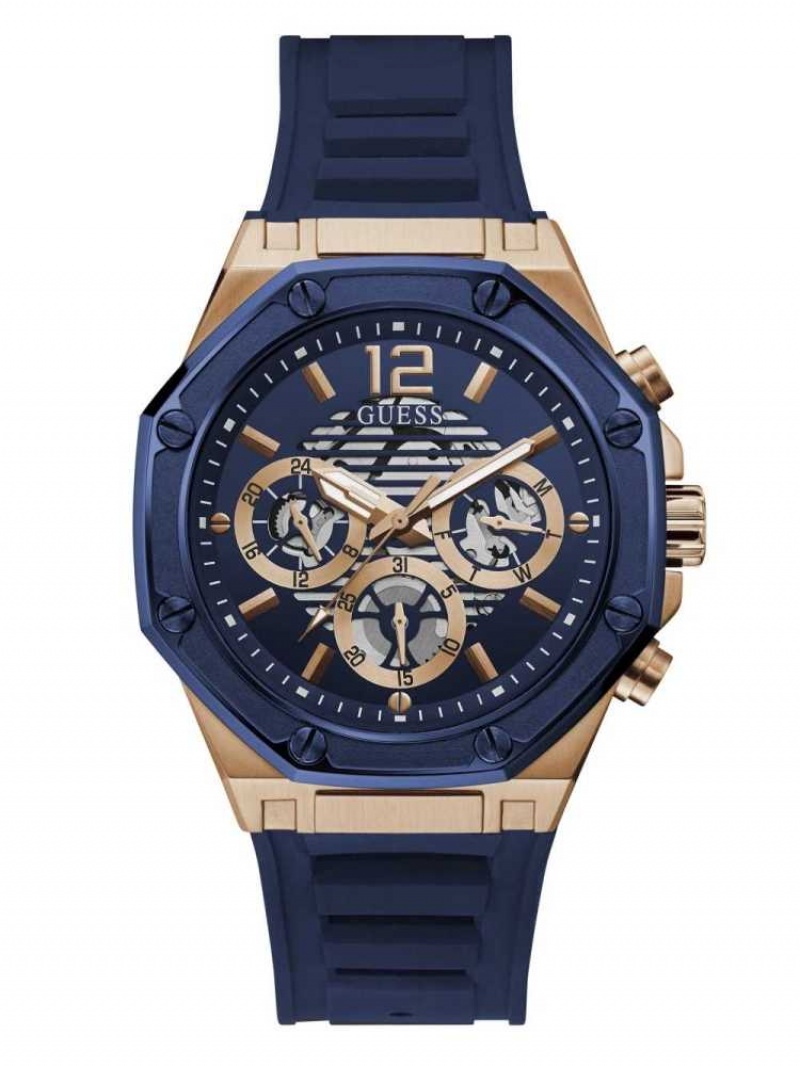 Montre Guess Navy and Rose Gold-Tone Multifonction Homme Multicolore | 72853-NQBD